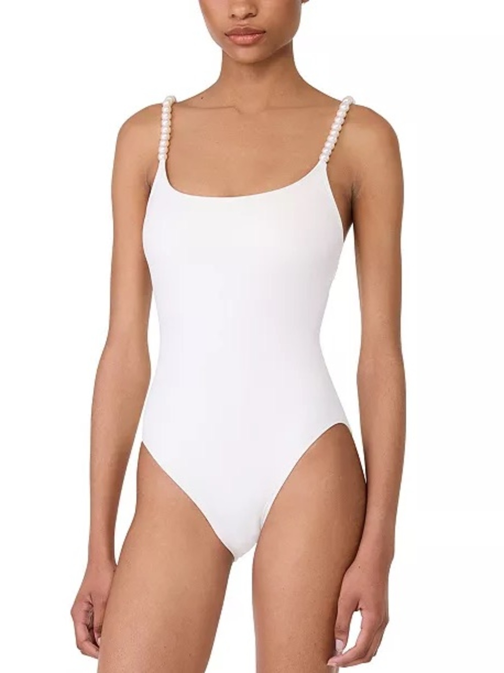 kate spade White One-Piece Swimsuit with Pearl-Strap Detail